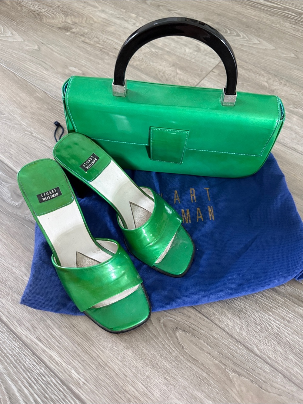 Vintage Stuart Weitzman Green Heel and Purse Set